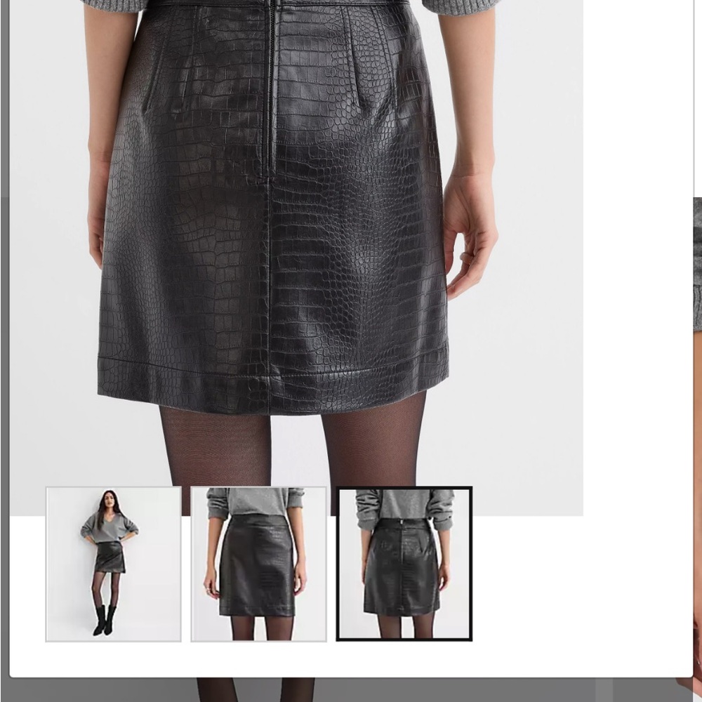 LOFT Black Croc-Embossed Mini Skirt - Picture 9 of 9